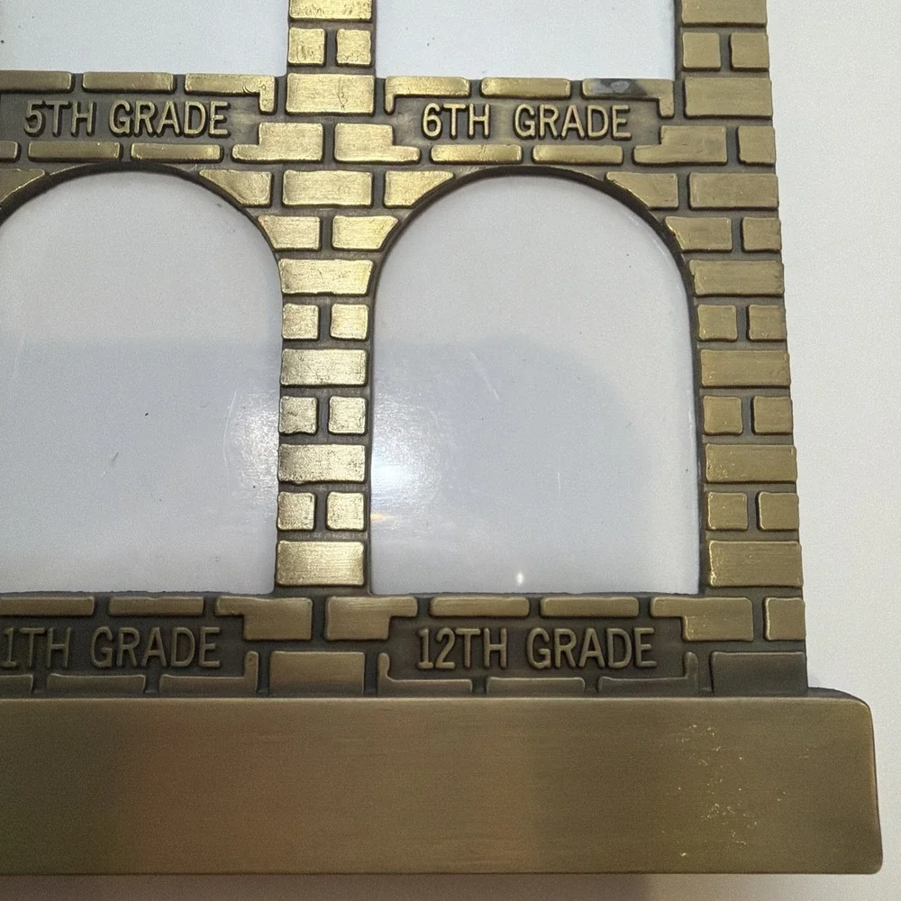 Vintage Brass Brick School House Picture Frame K-12 by Lillian Vernon ZACHARY